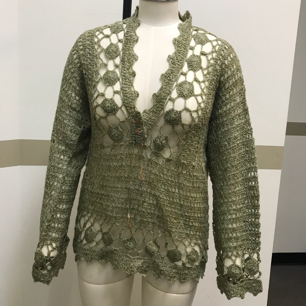 Marco G green crochet sweater